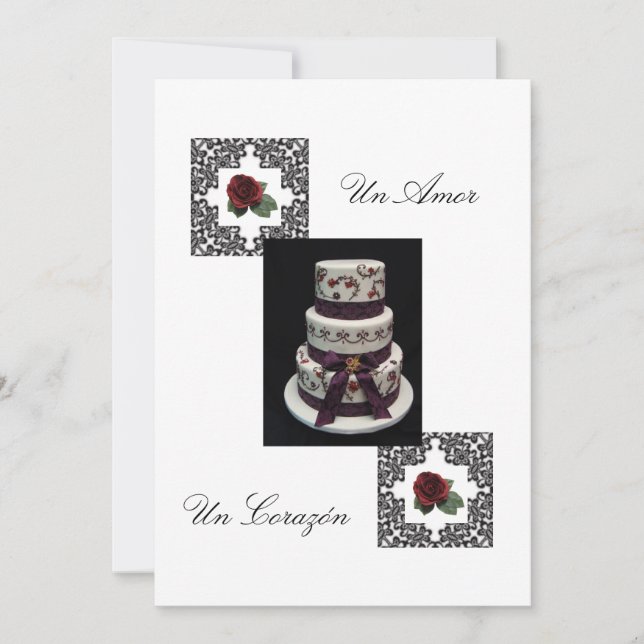 Faire-part de mariage espagnol "gâteau de Flowers& (Devant)
