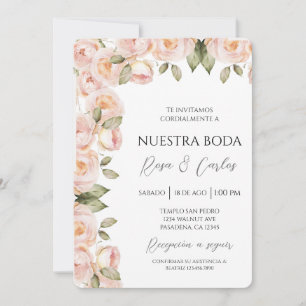 Faire-part de mariage espagnol Rose couleur pêche