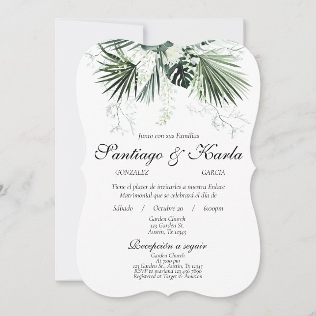 Faire-part de mariage espagnol verdoyant (Devant)