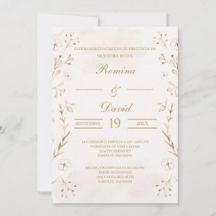 Faire-part de mariage espagnole or et beige