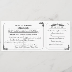 Faire-part de mariage et carte-réponse de style bi