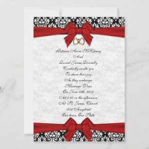 Faire-part de mariage et élégant Damas à l'arc rou