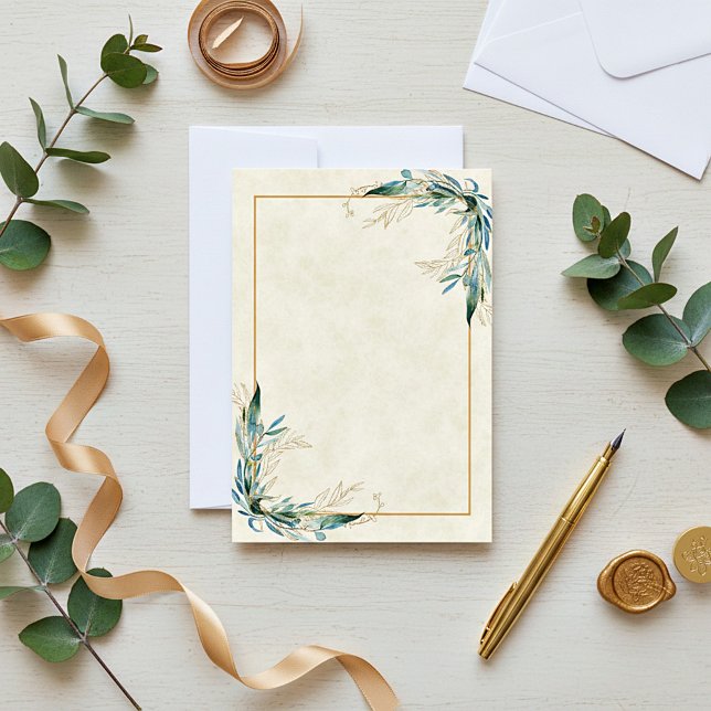 Faire-part de mariage Eucalyptus et or budget vier (Créateur téléchargé)
