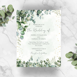 Faire-part de mariage Eucalyptus Vert & Or 1001