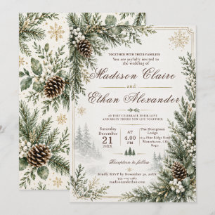 Faire-part de mariage Evergreen hivernal