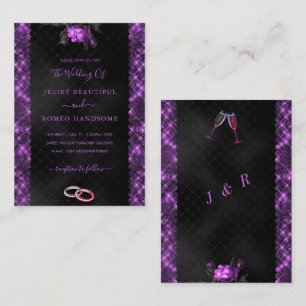 Faire-part de mariage exemple violet noir pailleté