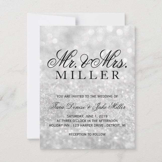 Faire-part de mariage - Fab argenté brillant (Devant)