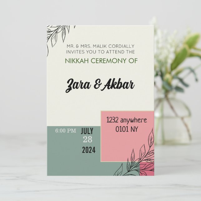 Faire-part de mariage, faire-part de mariage flora (Debout devant)