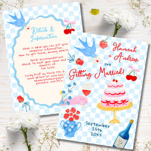 Faire-part de mariage fantaisiste à l'aquarelle