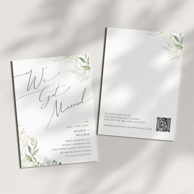 Faire-part de mariage fantaisiste avec verdure et  (Créateur téléchargé)