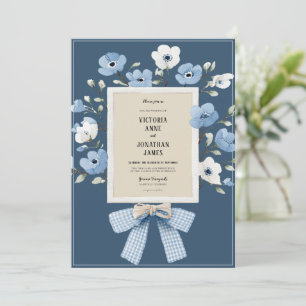 Faire-part de mariage fantaisiste vintage à fleurs