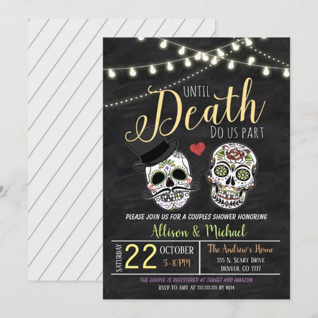 Faire-part de mariage Fête des mariées Halloween (Devant / Derrière)