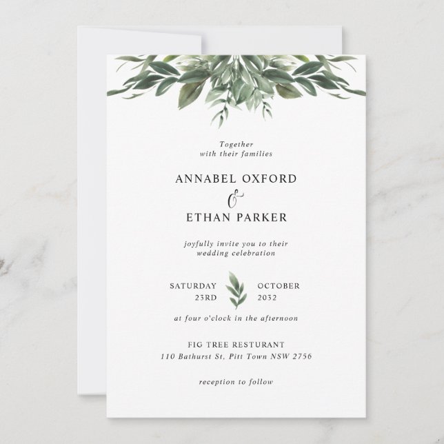 Faire-part de mariage feuille de feuillage (Devant)