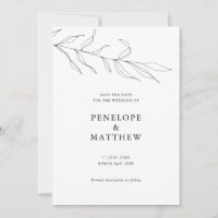 Faire-part de mariage feuille de feuillage dessin