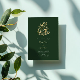 Faire-part de mariage feuille de forêt dorée