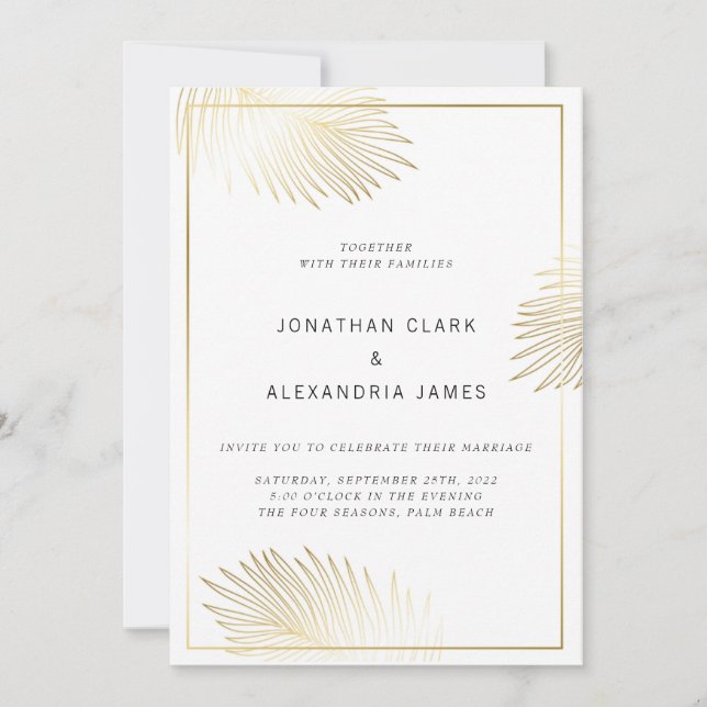 Faire-part de mariage feuille feuille feuille feui (Devant)