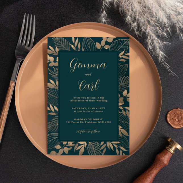 Faire-part de mariage feuille feuille feuille feui (Créateur téléchargé)