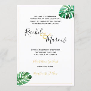 Faire-part de mariage feuille Monstera