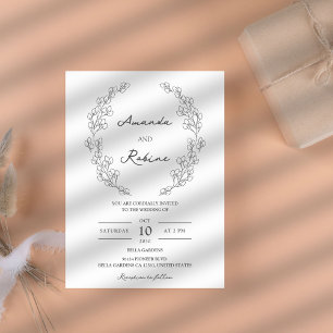 Faire-part de mariage feuille simple et élégant