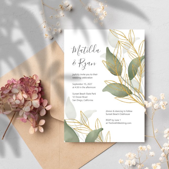 Faire-part de mariage Feuilles bio (Créateur téléchargé)