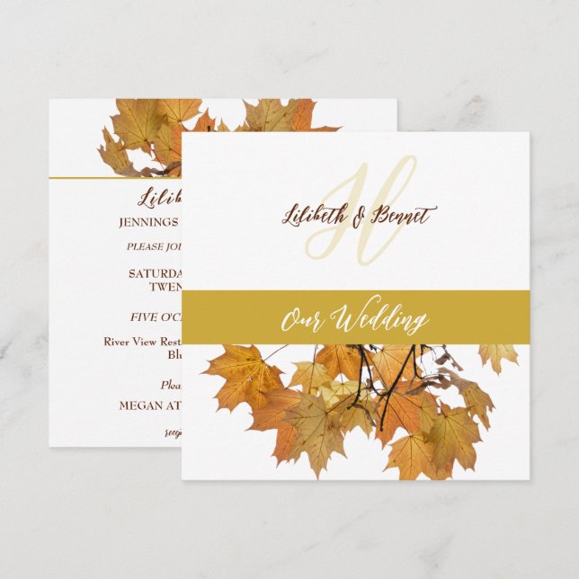 Faire-part de mariage Feuilles d'automne (Devant / Derrière)