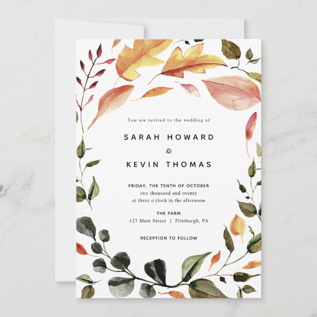 Faire-part de mariage Feuilles d'automne (Devant)