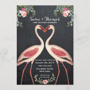 faire-part de mariage Flamant rose