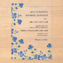 Faire-part de mariage Fleur Bleue Grise