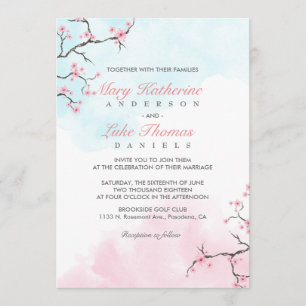 Faire-part de mariage   Fleur de cerisier d'aquare