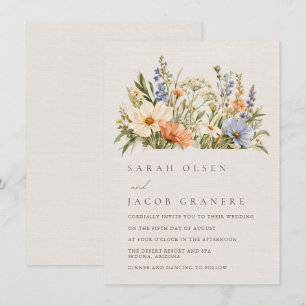 Faire-part de mariage Fleur des champs aux Pastels