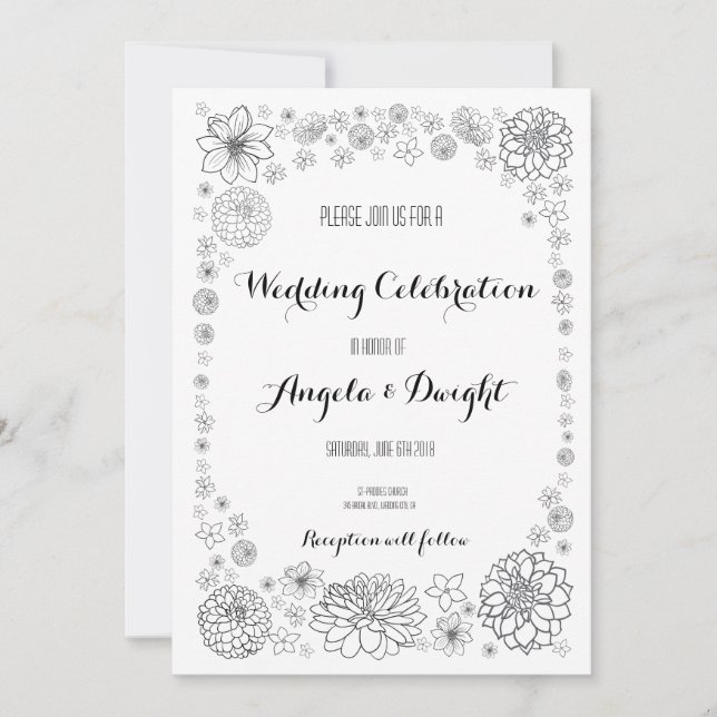 Faire-part de mariage Fleur Rustique (Devant)