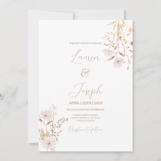 Faire-part de mariage fleur sauvage (Devant)