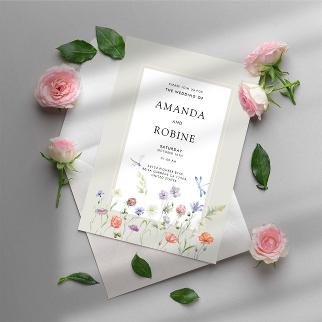 Faire-part de mariage fleur sauvage (Créateur téléchargé)