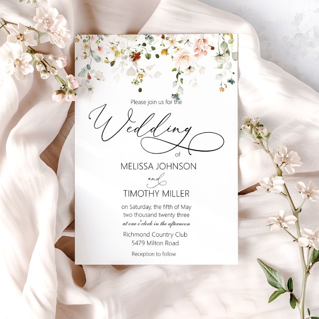 Faire-part de mariage Fleur sauvage aquarelle (Créateur téléchargé)