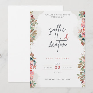 Faire-part de mariage Fleur sauvage beige Mariage