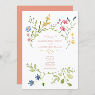 Faire-part de mariage fleur sauvage Boho Peach