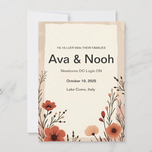 Faire-part de mariage Fleur sauvage Boho Terracott (Devant)