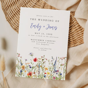 Faire-part de mariage fleur sauvage coloré