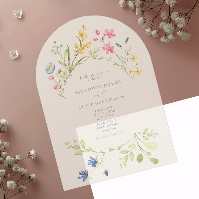 Faire-part de mariage fleur sauvage en acrylique m (Créateur téléchargé)
