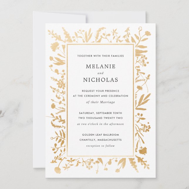 Faire-part de mariage Fleur sauvage Gold (Devant)