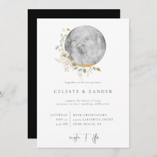 Faire-part de mariage Fleur sauvage Lune dorée