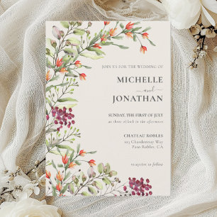 Faire-part de mariage fleur sauvage Meadow - Ecru