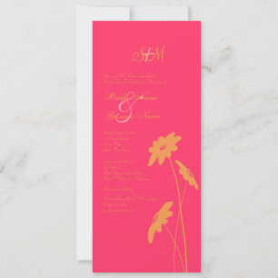Faire-part de mariage Fleur sauvage orange et rose