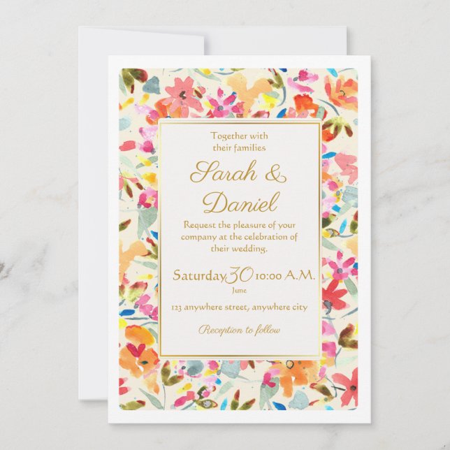Faire-part de mariage Fleur sauvage romantique Boh (Devant)