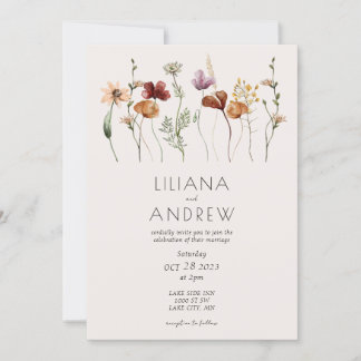 Faire-part de mariage Fleur sauvage rustique