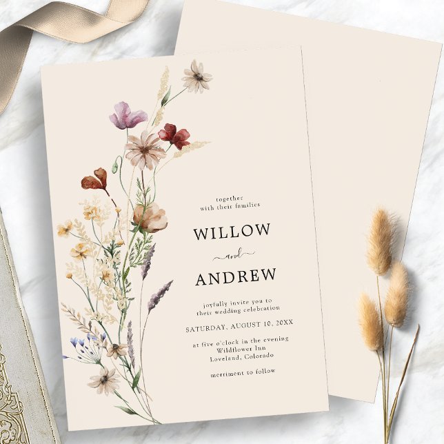 Faire-part de mariage Fleur sauvage rustique (Rustic Wildflower Wedding Invitation
)
