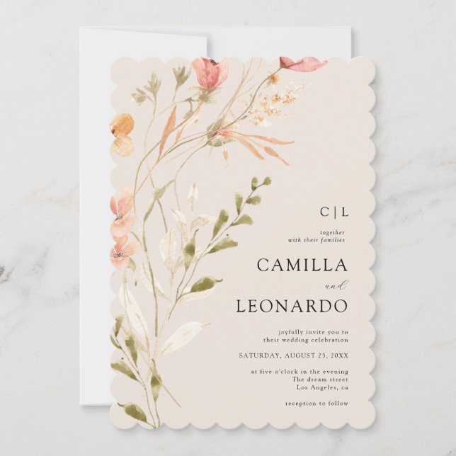 Faire-part de mariage Fleur sauvage rustique fleur (Devant)
