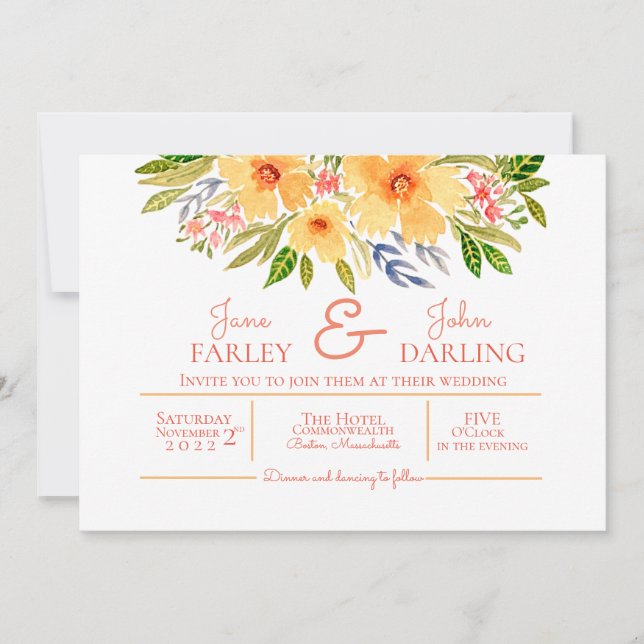 Faire-part de mariage fleuri (Devant)