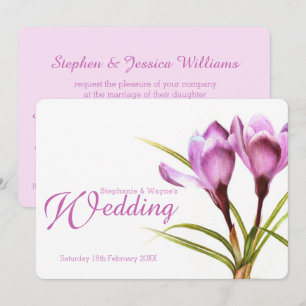 Faire-part de mariage fleuri pourpre de Crocus