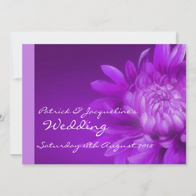 Faire-part de mariage fleuri violet (Devant)